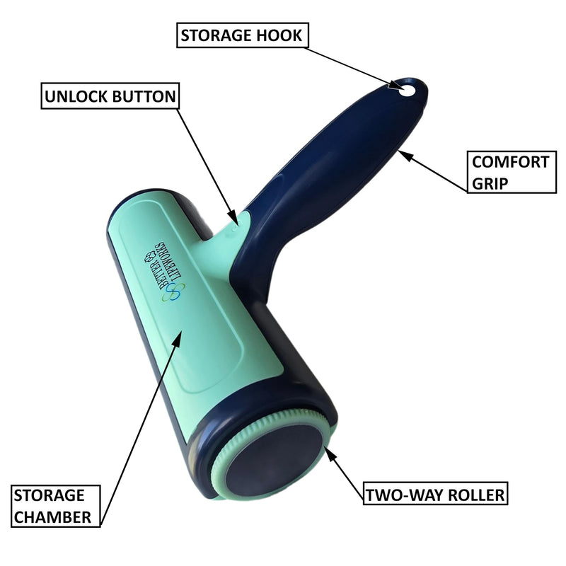 Reusable Pet Hair Remover-Lint Roller for Couch, Furniture, Carpet, Clothing and Bedding, Eco-Friendly Cat and Dog Hair Remover, Portable Pet Hair Removal Tool in Mint Green - BeesActive Australia