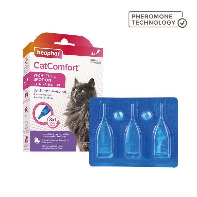 BEAPHAR - CatComfort® feel-good spot-on for cats and kittens - promotes harmony between cats living together - with pheromones - ideal for stress - also for outdoor cats - enough for 3x1 week - BeesActive Australia