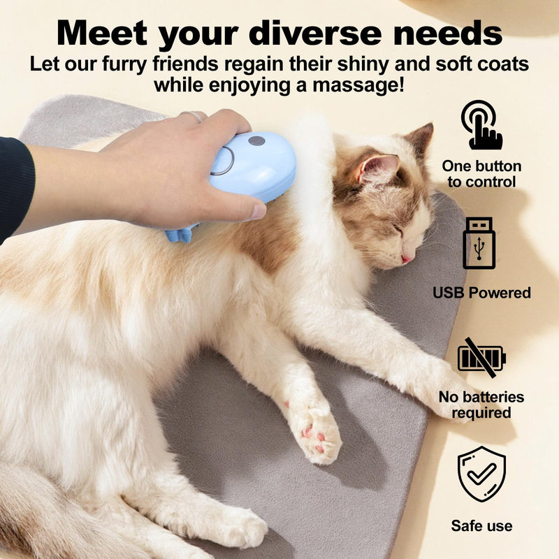 Cat Steam Brush for Shedding with Steam for Cats Gentle Soft Bristles Reduces Static Effectively Removes Loose Hair Prevents Pet Hair Flyaway Massage Function for Reducing Shedding - BeesActive Australia