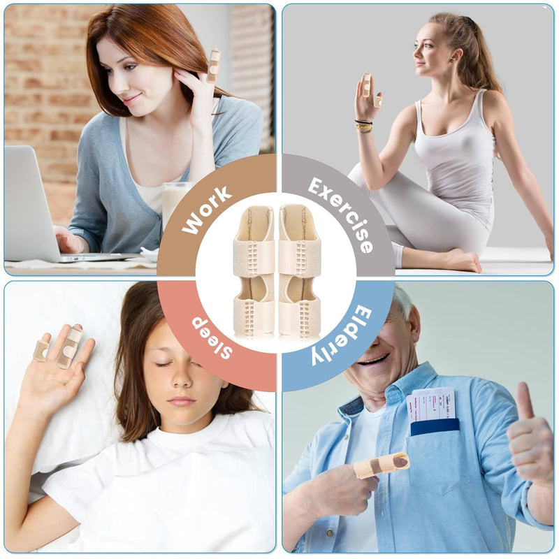 Finger Splints, Finger Brace for Trigger Finger - Broken Finger - Arthritis - Straightening - Support for Index - Middle - Ring One Size Beige 4