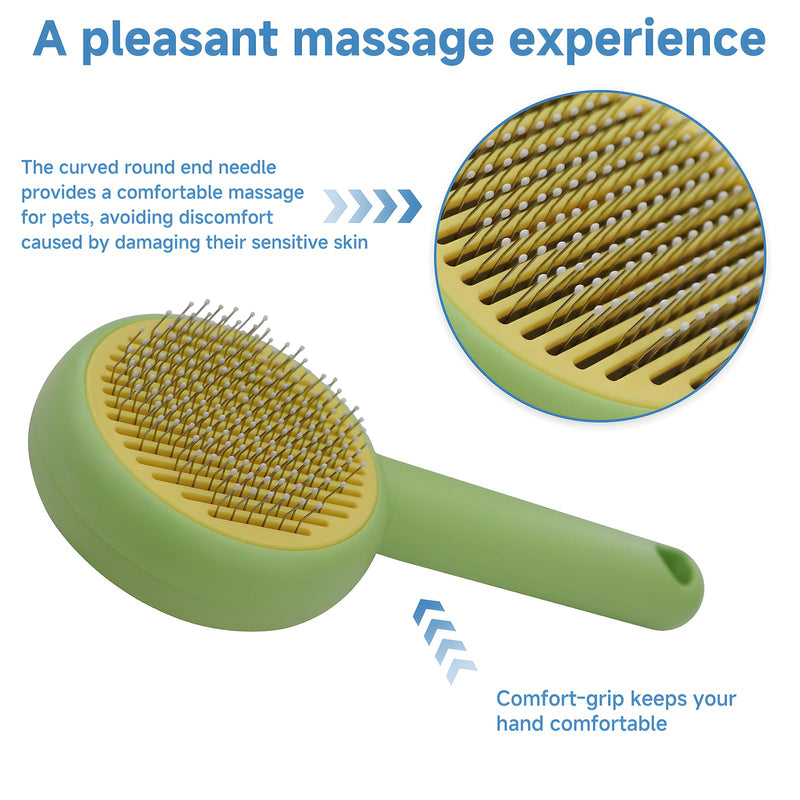 Pet Beauty Hair Removal Comb Cat Brush - One click Release Care Cat Comb Dog Hair Removal Brush - Suitable for long and short hair opening comb - Remove loose and falling hair (Green) green - BeesActive Australia
