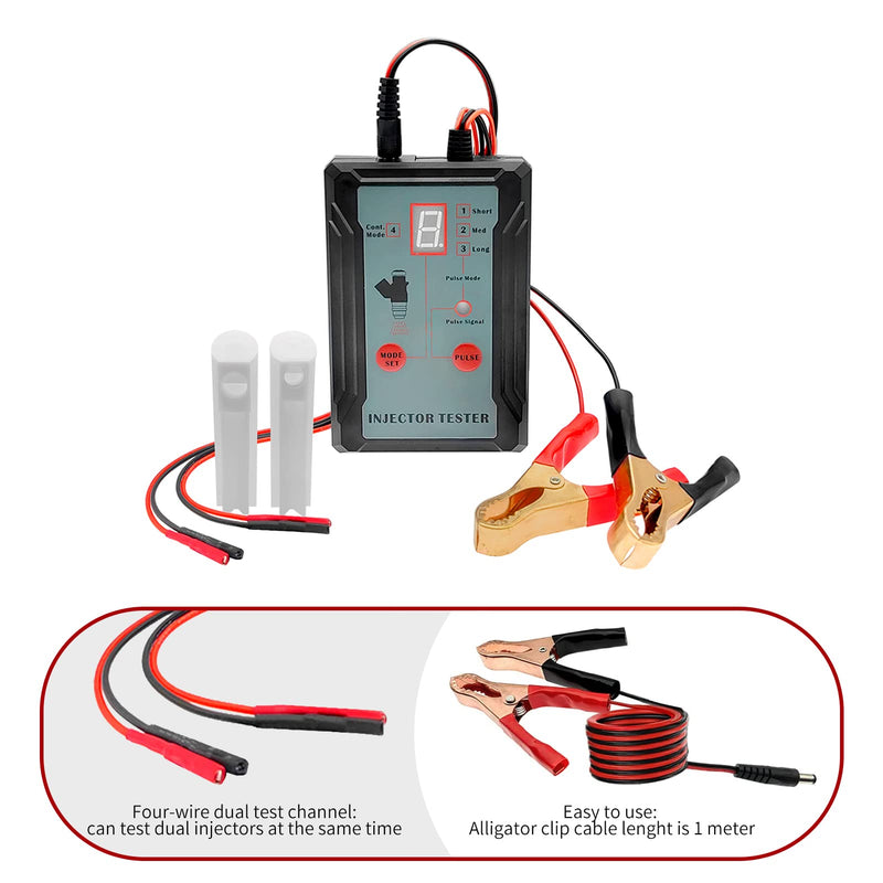 Shkalacar Fuel Injector Tester and Adapter Pulse Tester Cleaner for Diagnosis Cleaning of Injectors DIY Diagnostic Tool Cleaning Kits 12V/5V Switchable Short-Circuit Protection