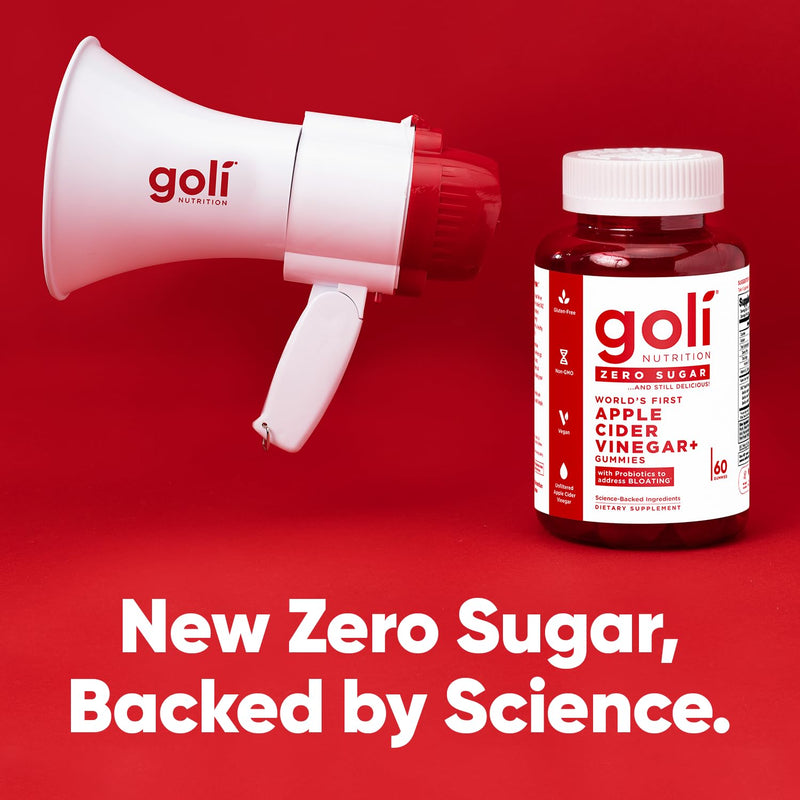 Goli Zero Sugar Apple Cider Vinegar Gummies - Vitamin B12, Probiotics to Address Bloating. No Artificial Sweeteners, No Sugar Alcohols. Vegan, Plant Based, Non-GMO, Gluten-Free & Gelatin Free. (1) - BeesActive Australia