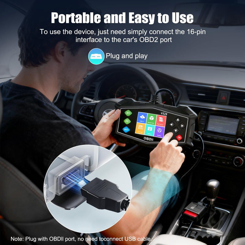 OBD2 Scanner Diagnostic Code Reader,Automotive OBD II Engine Light,Battery Tester,Mode 6, Mode 8 & I/M Readiness,OBDII Scan Tool for All OBDII Cars 1996+(OBDIIBlack) OBDIIBlack 1Pack - BeesActive Australia