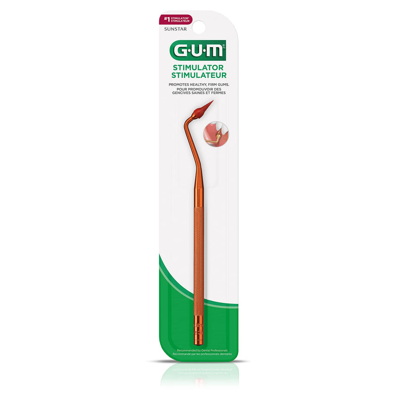GUM Stimulator Permanent Handle - 1 Rubber Tip Included - Long Handled Massager Remove Plaque & Promote Health, 1ct (6pk) 6 Count (Pack of 1)