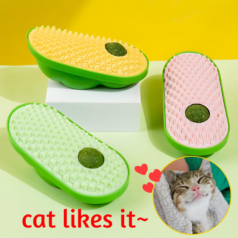 2024 New Cat Wall Scratcher with Catnip Funny Magic Cat Self Groomer Brush Kitten Shedding Massager (Yellow) Yellow - BeesActive Australia