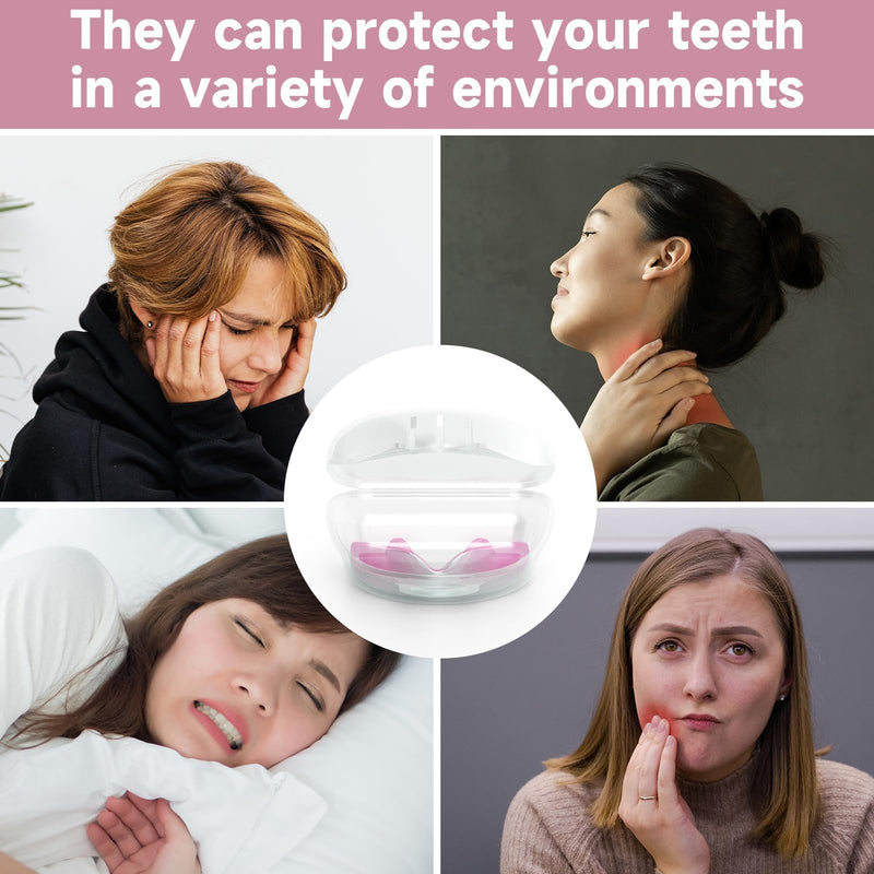 4 Pack Pink Kids Mouth Guard for Grinding Teeth, Moldable Kid Mouth Guard for Clenching Teeth at Night, Comfortable Mouthguard Stops Bruxism, TMJ Small Size for Kids - BeesActive Australia