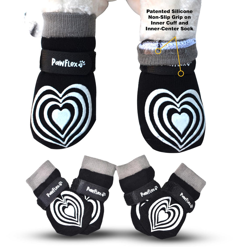 Medical Therapeutic Double Sided Non-Slip Cotton Dog Socks | PawFlex Comfy Pawz Silicone grip on Inner Cuff No Twisting or Sliding Off | Senior & Disabled dog Traction Control |Pet Paw Protection Large Black