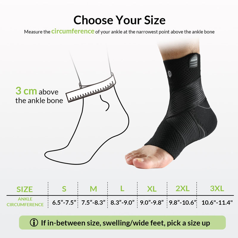 ZOELION Ankle Brace Compression Support with Removable Fishnet Strap, 3D Knit Plantar Fasciitis Relief Achilles Tendonitis Brace, Ankle Compression Sleeve for Pain Relief & Injury Healing, Black/L Large Black（Pack of 1）