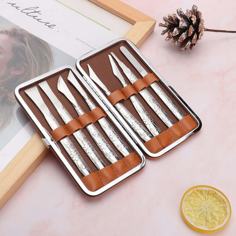 8Pcs Ingrown Toenail Removal Kit, Stainless Steel Pedicure Kit, Pedicure Knife Dead Skin Removal, Ingrown Toenail Treatment Tool Set with A PU Leather Box - BeesActive Australia