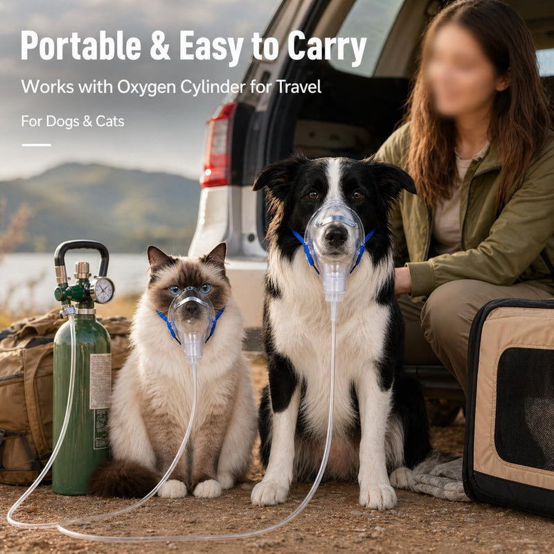Pet Oxygen Mask for Cats and Dogs, Universal Fit, Compatible with Oxygen Concentrators, Pet Oxygen Mask - Ideal for Pet Hospitals & Home Pet Owners