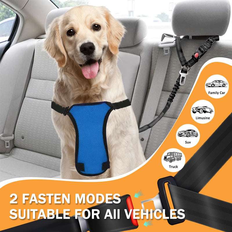 Vehicle Harnesses, 2 in1 Dog Belts for Cars, 2 Pack Pet Harnesses Headrest Restraint Clip Adjustable Dog Car Harness Belt with Anti-Shock Elastic Bungee Buffer for All Vehicles (Black) Black - BeesActive Australia