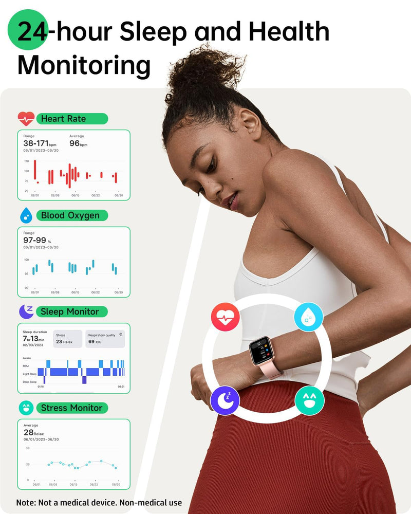Smart Watches for Women, 1.83" Alexa Smart Watch for Android & iPhones with Call/SMS/Reminder, 120+ Sport Modes Fitness Watch with Sleep/Heart Rate Monitor, Activity & Health Tacker, 3ATM Sport Watch Soft pink