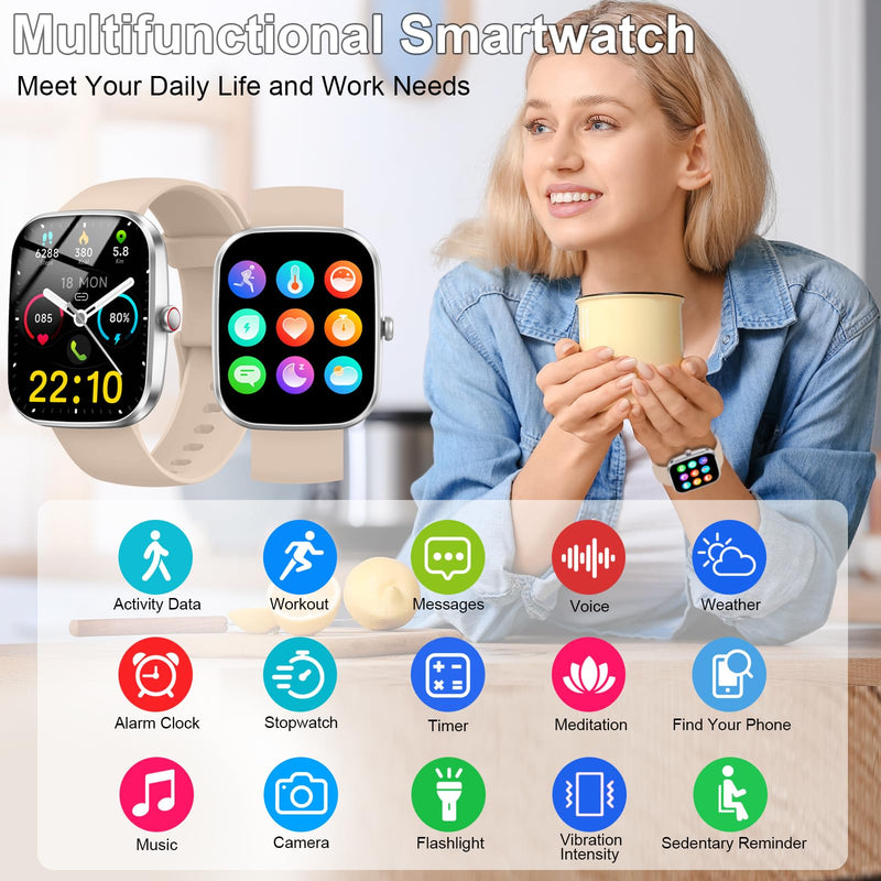 Smart Watch for Men Women(Answer/Make Calls), 1.96" HD Smartwatch, Fitness Tracker with 110+ Sport Modes, IP68 Waterproof, Heart Rate/Sleep/Step Monitor, Pedometer, Activity Tracker for Android iOS red - BeesActive Australia