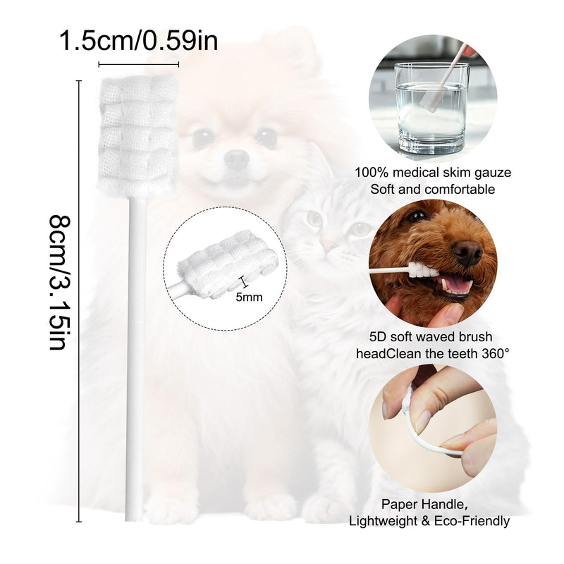 50PCS Disposable Pet Finger Toothbrush, Soft Gauze Dog Toothbrush Kit for Small Dogs, Puppies and Kittens, Pet Dental Care Teeth Cleaning Wipes for Easy Brushing Oral Care