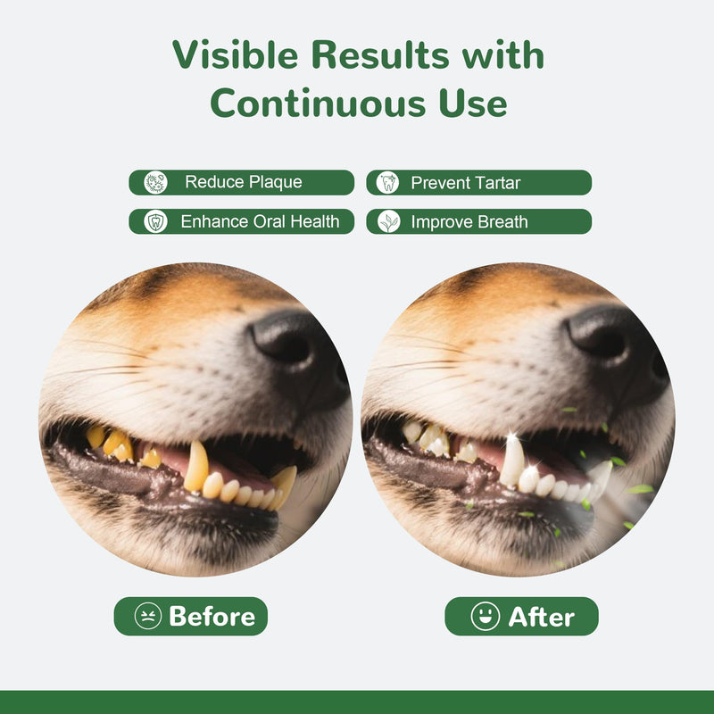Dog Dental Powder, Dental Powder for Dogs Teeth Cleaning and Breath Fresh, Dog Dental Care with Natural Enzymes, Probiotics, Tartar Remover and Plaque Off - 150g