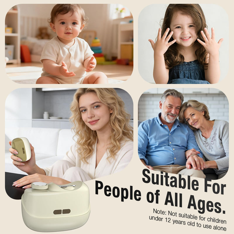 Electric Nail Clipper Set for Seniors/Adults/Children 2026 New Dual-Function Trimming and Filing System Professional Electric Nail Trimmer for Thick Nails Toe Nail Clippers Cream Color - BeesActive Australia