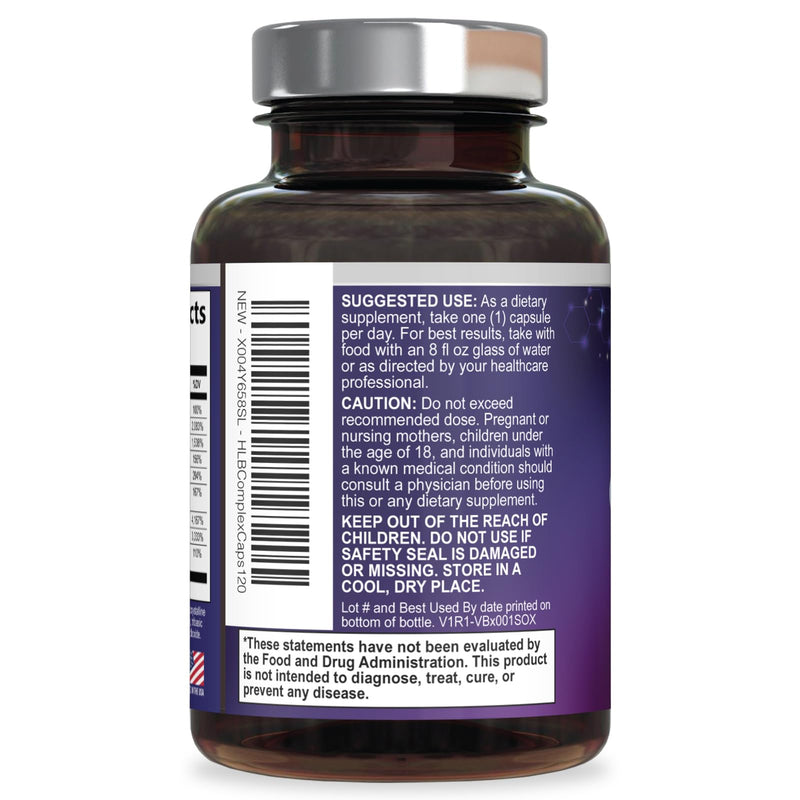 B Complex Vitamin Supplement - 3X Strength with Biotin, Vitamin C & Folic Acid - Super B12 Complex Vitamins for Energy, Supports Hair Growth, Immune Support for Women & Men, USA Bottled, 120 Capsules 120 Count (Pack of 1)