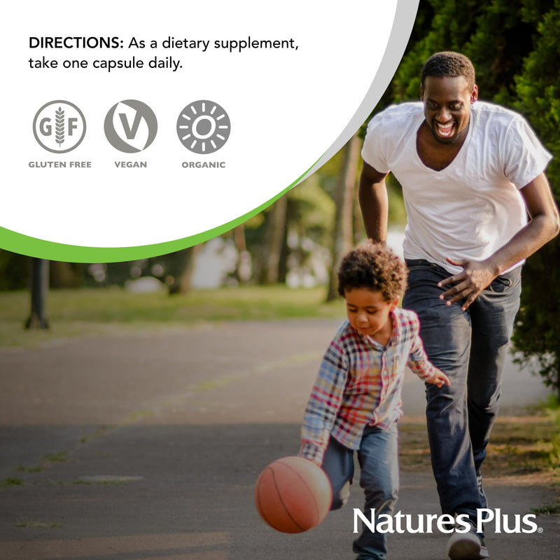 NaturesPlus Source of Life Garden Vitamin D3 & K2 - 60 Capsules - Immune System and Bone Support - USDA Certified Organic, Vegan, Gluten Free - 60 Servings