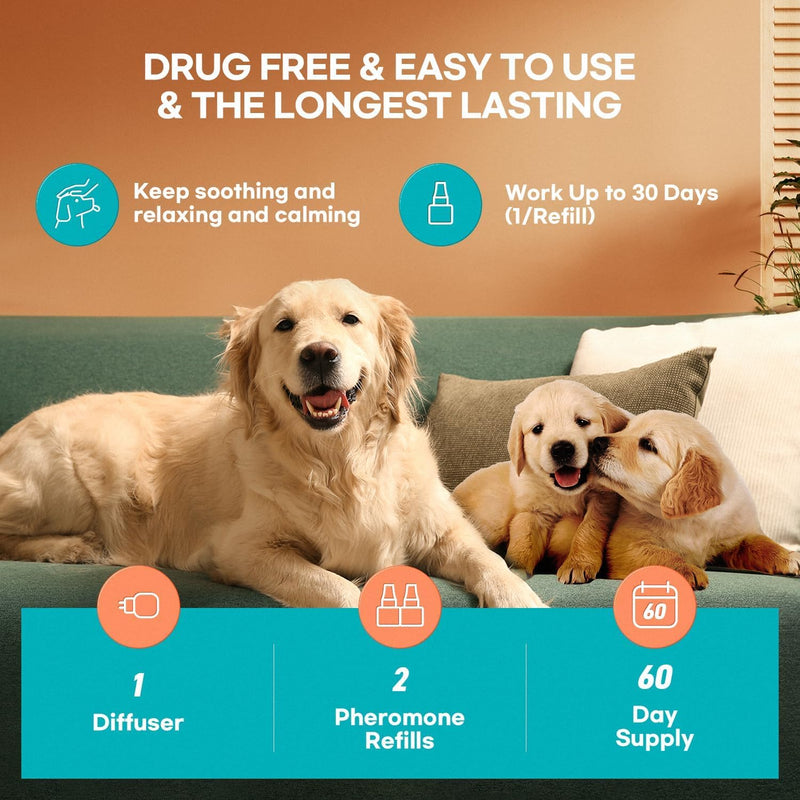 Dog Calming Anxiety Relief Diffuser: Comfort Dog Pheromone Calming Plug Diffuser - Effective Anxiety Relief for Dogs - 62 Day Supply blue