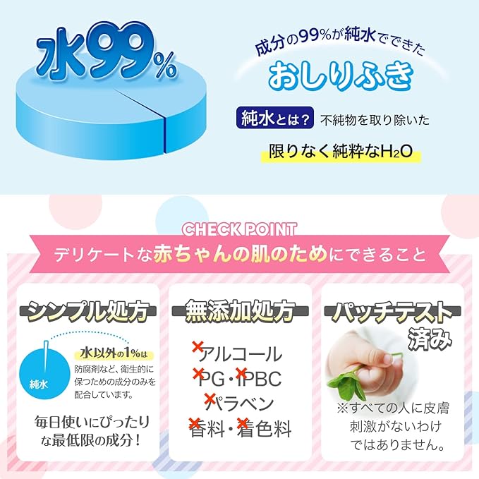 Pure Water Baby Care Lec Pure Water 99% Wet Wipes Weak Acid Made in Japan White 80 Sheets x 12 Pieces (960 Sheets) - BeesActive Australia