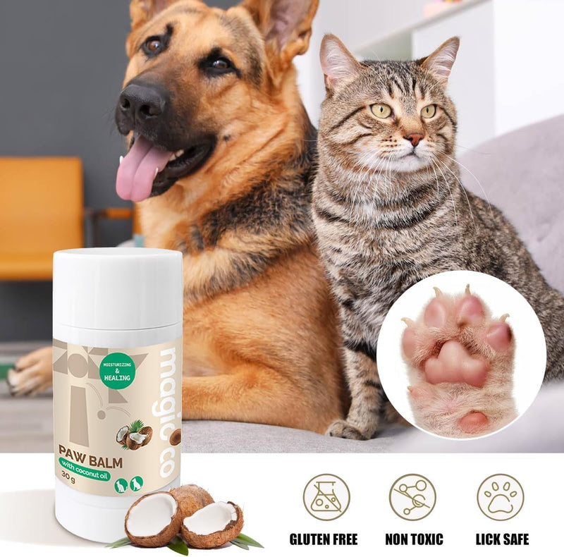 Natural Coconut Oil Paw Balm for Dogs & Cats, Moisturising & Protective Paw Balm, Nose Balm,Vegan, Cruelty-Free, 30g