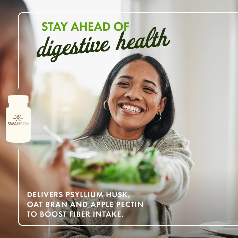 Swanson Tri-Fiber Complex Digestive Health, 100 Capsules, 4 Pack | Digestive Health Supplement with Psyllium, Oat Bran and Apple Pectin for Adults Seeking Bowel Regularity Support 100 Count (Pack of 4)