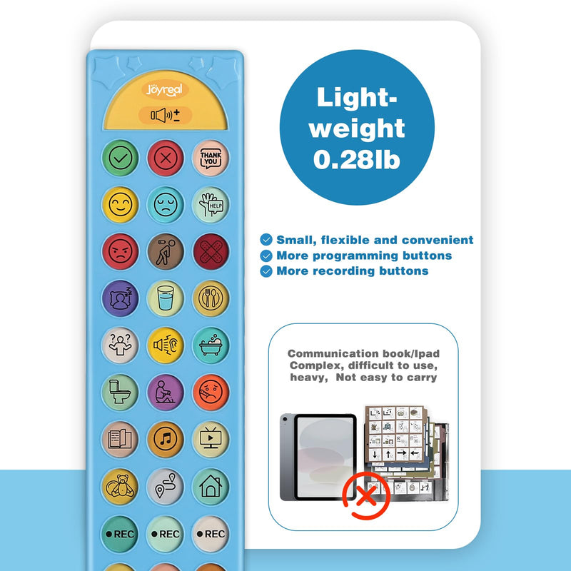Joyreal AAC Device for Autism, Non Verbal Communication Tools for Speech Therapy & Stroke Rehab. Autism Talking Aids with 6 Programmable Buttons & Adjustable Volume, Autism Toys for Kids and Adults Blue