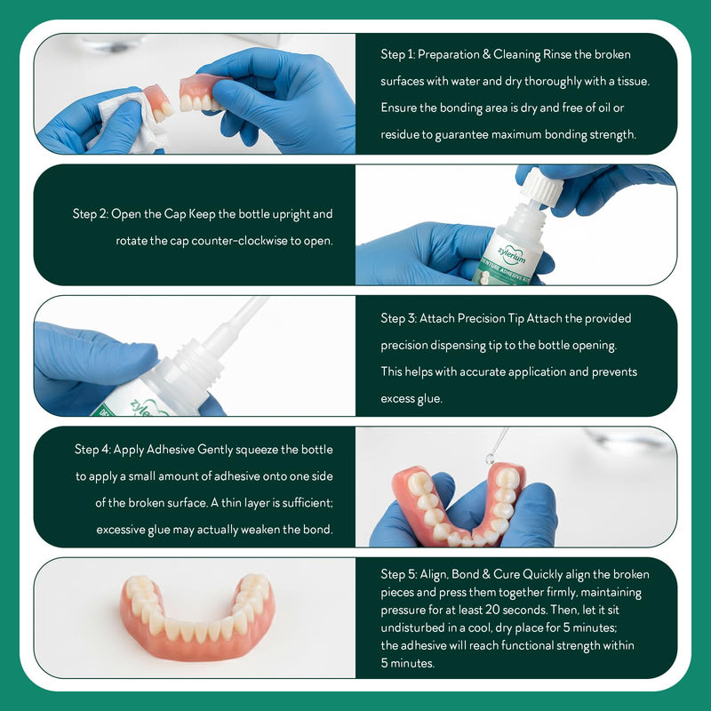 Denture Repair Kit, Dental Glue, Denture Glue for Broken Dentures,Dental Lab Instant Bonding(0.7OZ)