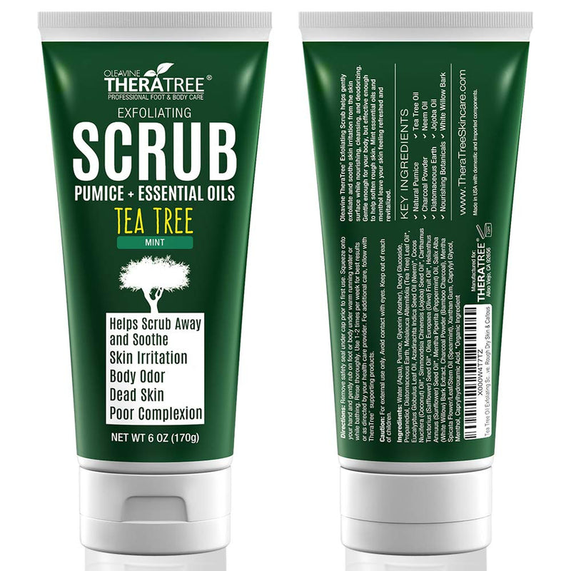 Tea Tree Oil Exfoliating Scrub with Bamboo Charcoal, Neem Oil & Natural Pumice by Oleavine TheraTree - BeesActive Australia