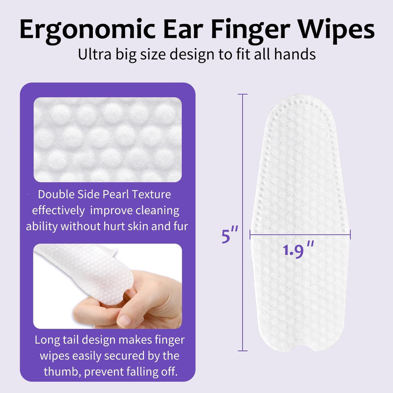 100Pcs Dog Ear Wipes, Pet Ear Cleaning Finger Wipes for Dogs & Cats, Soft Otic Cleaning Pads, Remove Wax, Dirt & Stop Smelly, Itchy, Non-Irritating Sooths & Deodorizes, Extra Wide Ear Wipes For Dog - BeesActive Australia