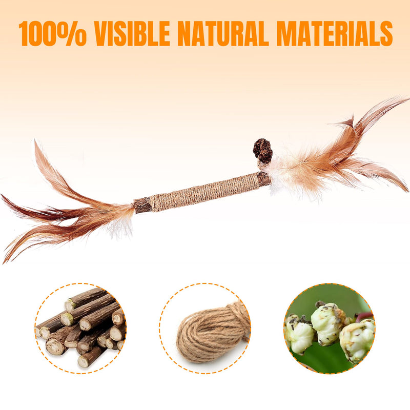 Cat Toys Set – 3 Cat Dental Rope Toys + Bonus 3 Silvervine (Gall Fruit) Chew Sticks – Safe Organic Cotton Interactive Cat Chew Toys for Teeth Cleaning, Quiet Play & Healthy Chewing