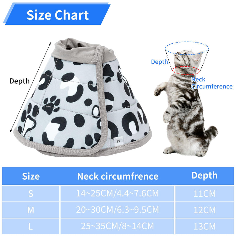 Soft cat neck collar, cat neck collar for after operations and injuries, adjustable neck collar for cats, prevents licking wounds cat collar (grey, M) grey - BeesActive Australia