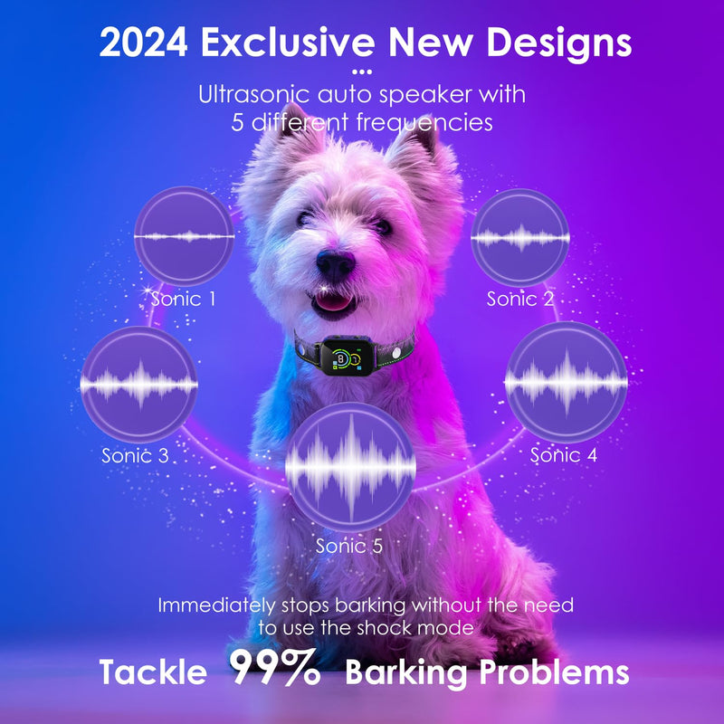 Dog Bark Collar 2 Pack,No Shock Rechargeable Smart Barking Collar for Small Medium Mini Dogs,Anti-Bark Collar for Small Dogs,Barking Collar with Beep Vibration Humane No Shock Barking Collar(2 Pack) Black+white - BeesActive Australia