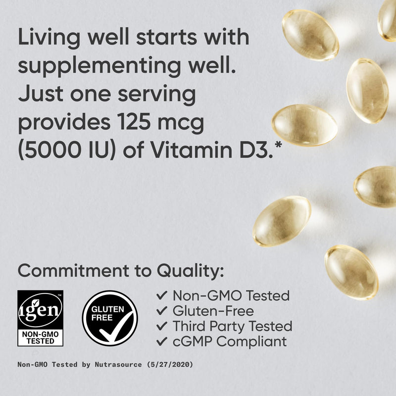 Sports Research Vitamin D3 5000 IU with Coconut MCT Oil - Extra Strength Vitamin D Supplement - Non-GMO Verified, Gluten & Soy Free – 125mcg, 30 Liquid Softgels (Pack of 2) 30 Count (Pack of 2) D3 (5,000 IU)