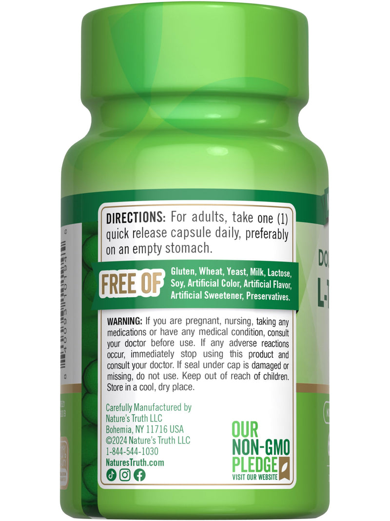 Nature's Truth L Theanine | 200mg | 60 Quick Release Capsules | Non-GMO & Gluten Free Supplement