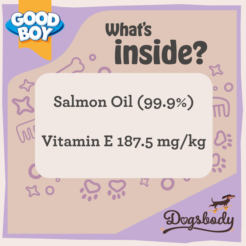 Good Boy Dogsbody Norwegian Salmon Oil For Dogs 500ml - Natural Omega 3, 6 and 9, Fish Oil Supplement for Healthy Skin and Coat
