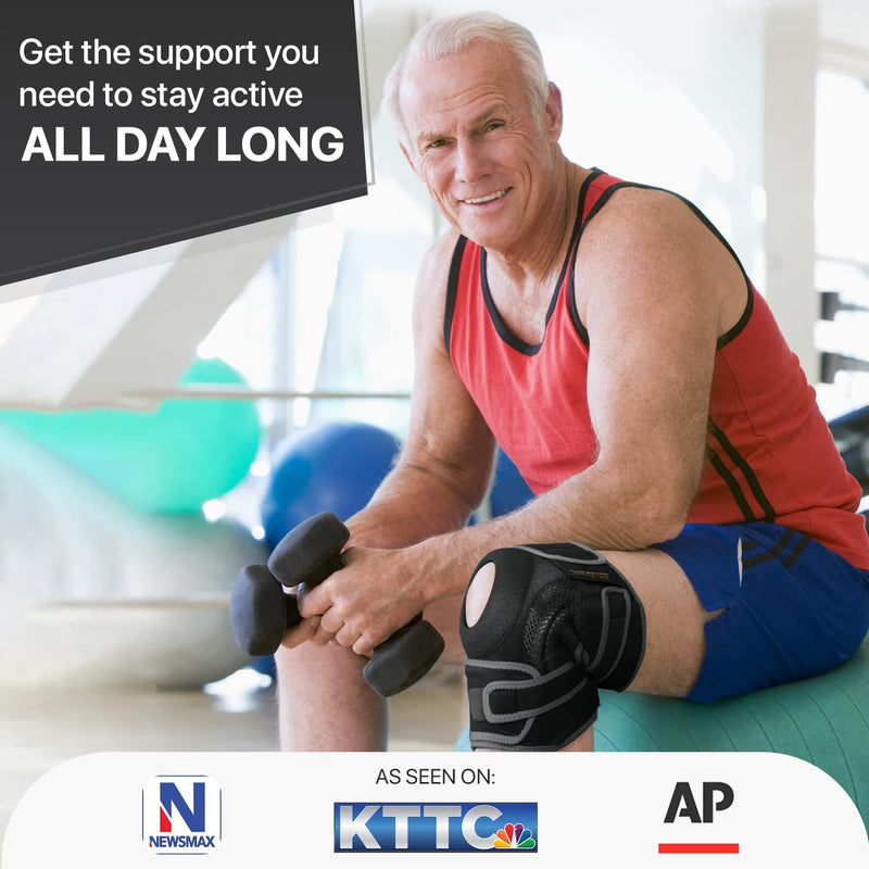 DR. BRACE ELITE Knee Brace with Side Stabilizers & Patella Gel Pads for Maximum Knee Pain Support and fast recovery for men and women-Please Check How To Size Video (Mercury, Medium) Mercury