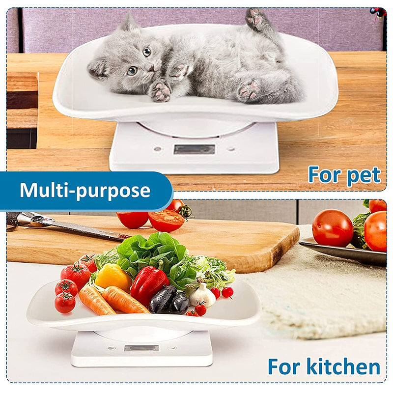 Puppy Scales for Weighing, Cat Weight Scale, 33lb/15kg Vegetables Fruits Kitchen Electronic Weight Scale with Tape Measure, for Kitten/Puppy/Hamster/Little Bird/Rabbit white 15kg - PawsPlanet Australia