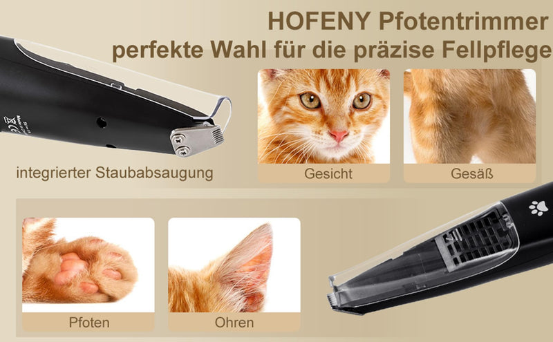 Hofeny Dog Clipper with Vacuum Cleaner, Cat Claw Trimmer, Quiet Paw Clipper, Pet Shaver, Suitable for Dogs, Cats, Paws, Eyes, Ears, Face and Body - BeesActive Australia