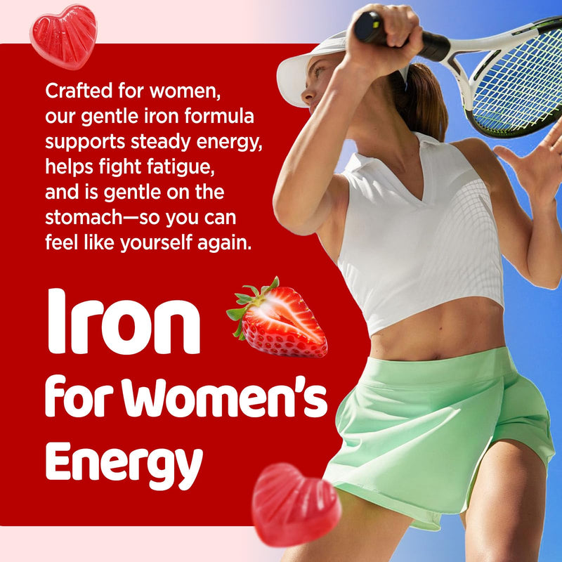 Iron Bisglycinate with Vitamin C for Women, Ferrous Bisglycinate Gummies | Ferrous Bisglycinate with Vitamin C, CoQ10, Gentle Iron Supplement for Energy Support, High Absorption, Sugar Free 60 ct 1