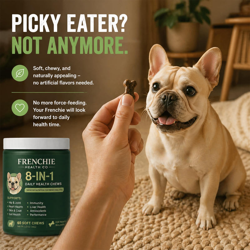 8 in 1 Daily Health Chews, 60 Count, Multivitamin for Dogs, Chewable Dog Vitamins and Supplements, French Bulldog Vitamins 1 PCS