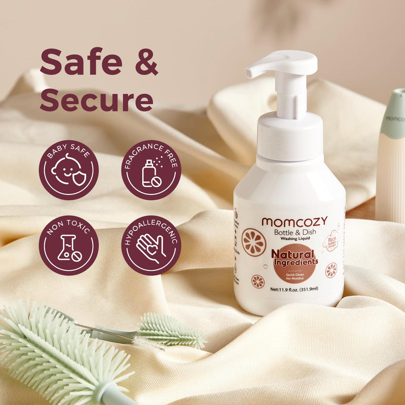 Momcozy Bottle Brush Cleaning Fluid, Powerful Cleaning with Natural Foam, Suitable for Momcozy Press Foaming Clean Bottle Brush Set, 11.9 Ounces