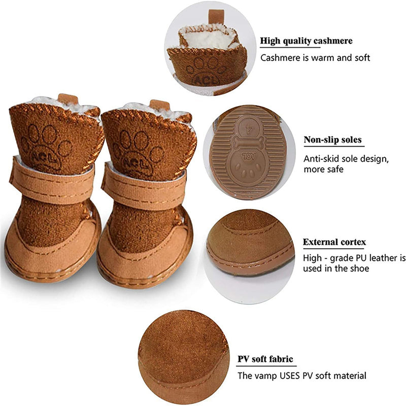 GabeFish Puppy Cute Cozy Warm Anti Slip Winter Boots for Small Medium Dogs Pets Cats Thicken Fleece Snow Shoes Black Large Label: 4 - BeesActive Australia