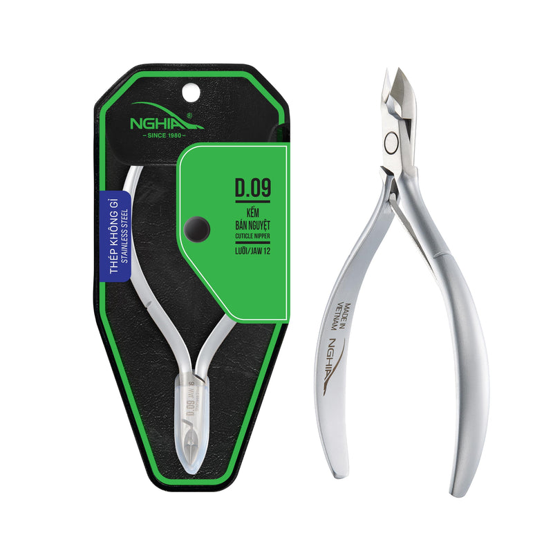 NGHIA Cuticle Nipper - D-09 JAW 12 | Stainless Steel | Durable and Sharp | Ergonomic Design | Grey Plated | Ideal for Salons and Home Use Jaw 12 (4.5 - 5.5 mm) - BeesActive Australia