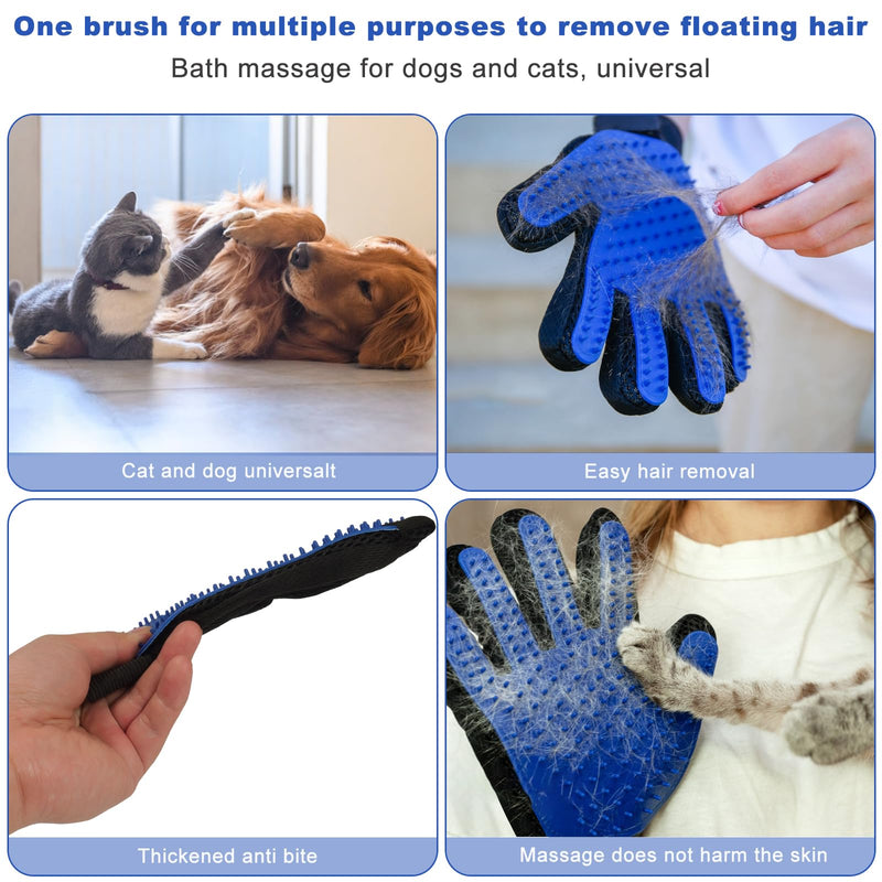 Cat Gloves for Grooming, Pet Grooming Gloves for Removing Floating Hair, Grooming Gloves for Dogs, Five Finger Hair Rubbing Gloves for Cat and Dog Massage and Bathing-1Pair - BeesActive Australia