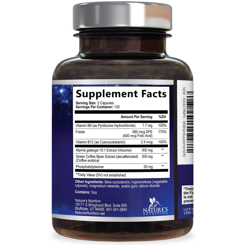 Brain Memory Supplement Pills - 3X Strength Nootropics for Concentration, Clarity & Focus Support - Brain Health Cognitive Vitamins with Bacopa, Phosphatidylserine & DMAE, Brain Booster - 240 Capsules 240 Count (Pack of 1)