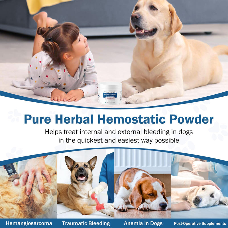 Quick Stop Bleeding for Dogs, Natural Yunnan Sanqi & Herbal Powder, Supports Internal Bleeding, Hemangiosarcoma, Bloody Stools, Post-Surgical Recovery, Ulcers, Severe Bruising, 60g