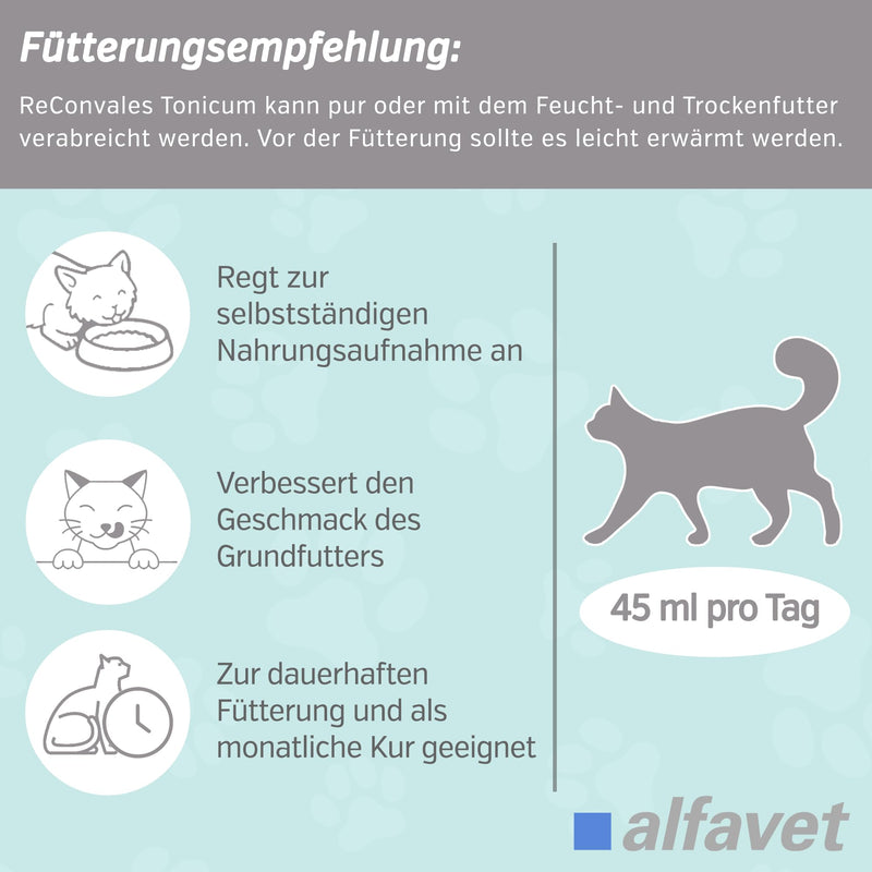 alfavet ReConvales Tonicum Cat Liquid Supplement (3 x 45 ml) – Nutritional Support for Cats – Appetite & Recovery Tonic 45 ml (3er Pack)