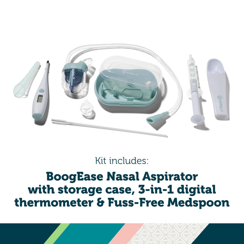 Safety 1st Baby’s 1st SneezyWeezy Kit, BoogEase Nasal Aspirator, 3-in-1 Digital Thermometer, Fuss Free Medspoon, Infant Healthcare Set, Easy-Clean Snot Sucker, Medicine Feeding Spoon - BeesActive Australia